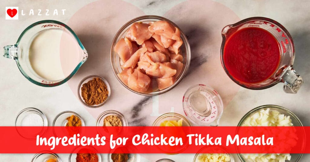 Ingredients for how to make chicken tikka masala